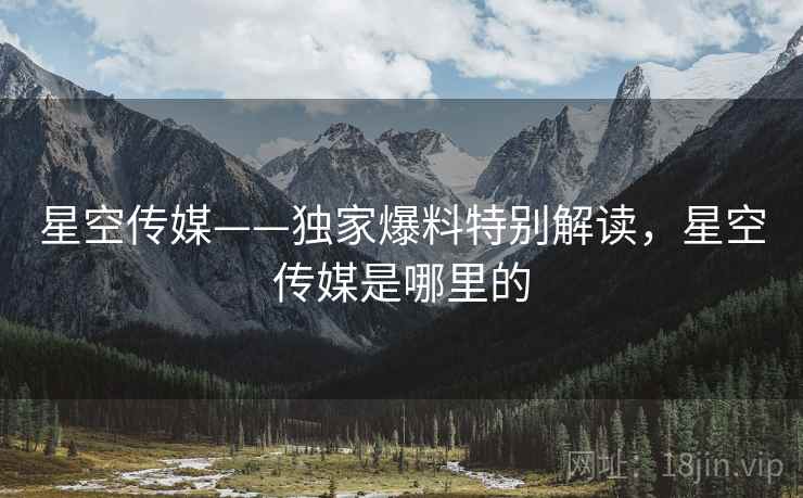 星空传媒——独家爆料特别解读，星空传媒是哪里的  第1张